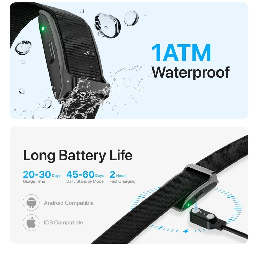 Sleek Black Wearable Fitness Tracker